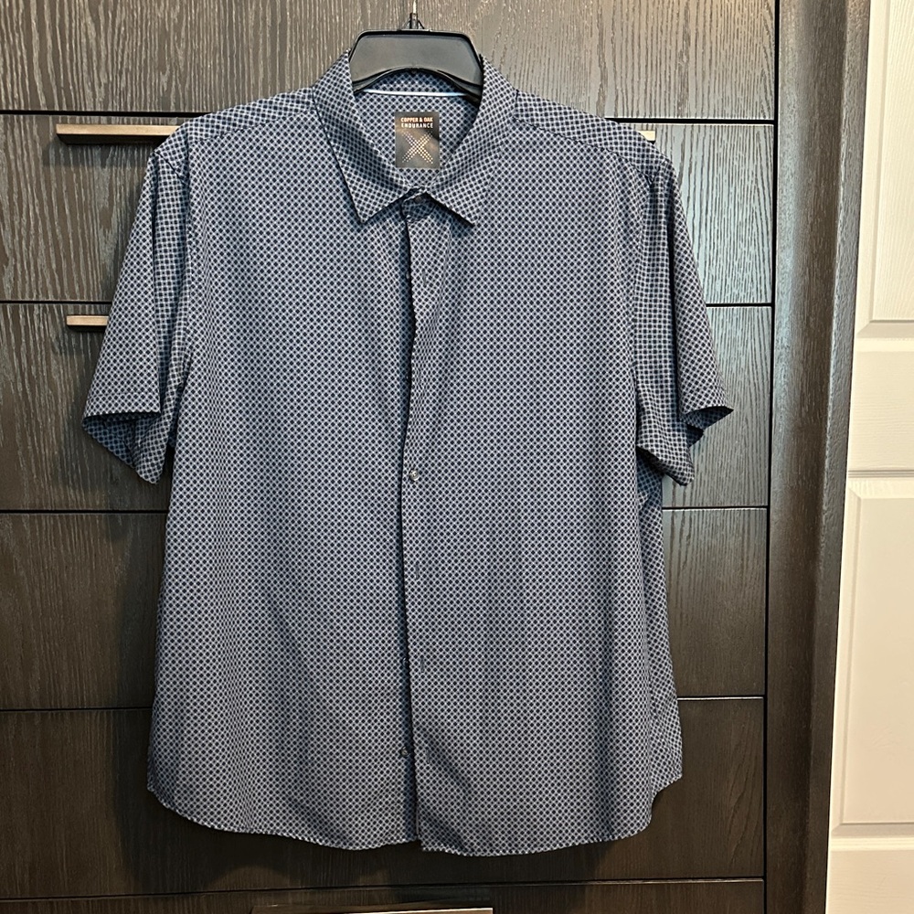 Men's Navy Patterned Button-Down Shirt